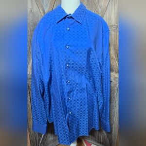 NEW By Robert Graham blue patterned long-sleeve button-up shirt.